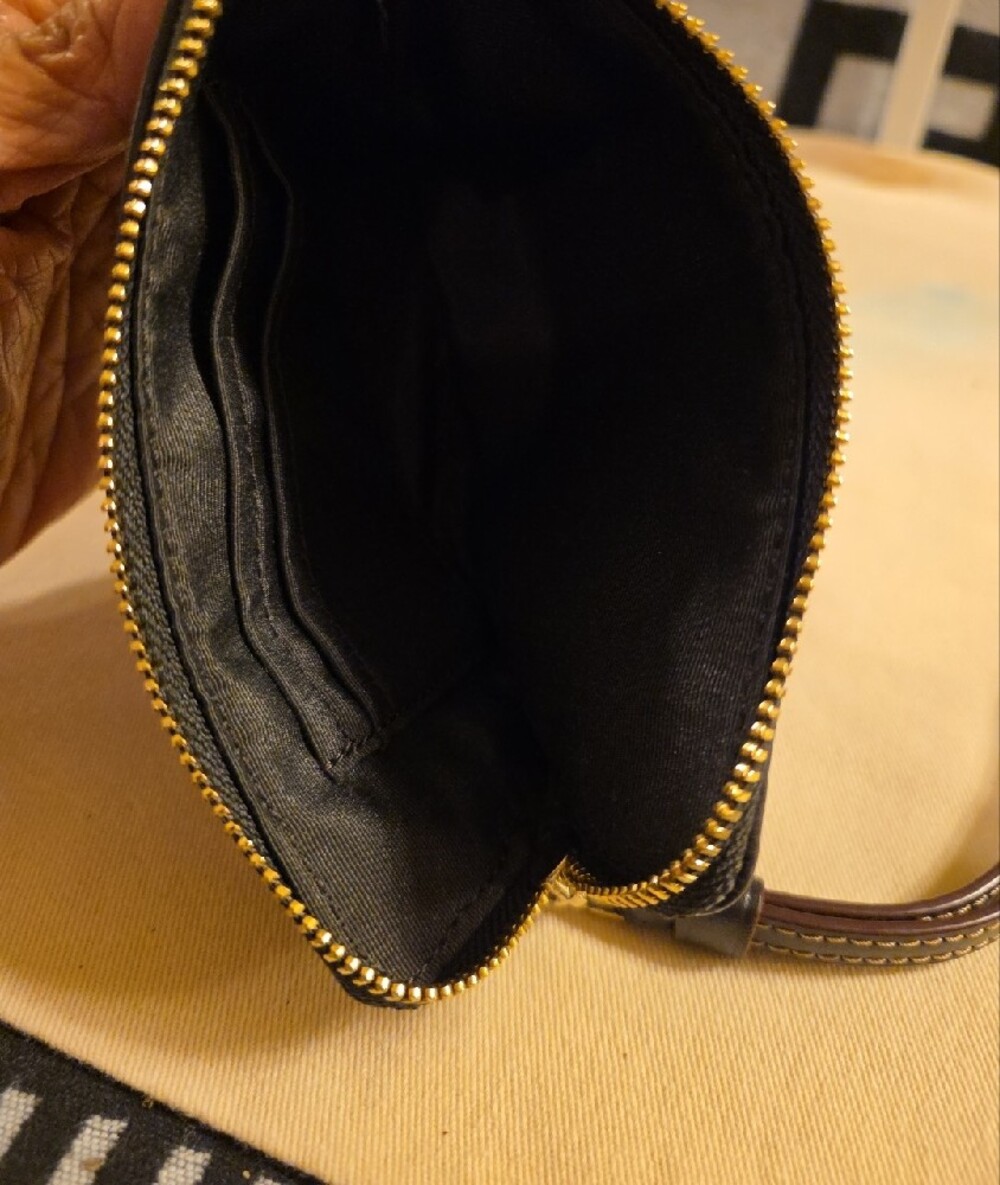 Coach Brown Signature Jacquard Wristlet with Gold Logo - Picture 8 of 8